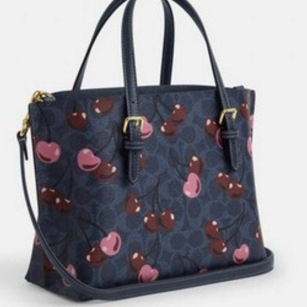 Coach Navy Cherry Print Tote Bag